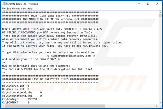 Rançongiciel CovidWorldCry