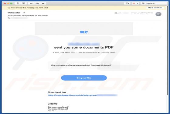 Courriel Virus WeTransfer
