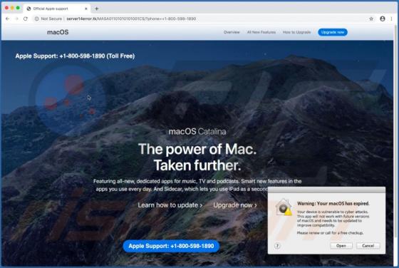 POP-UP Arnaque Warning: Your MacOS Has Expired (Mac)