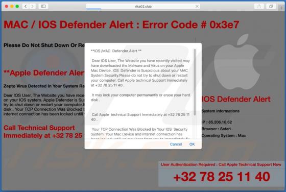 POP-UP Arnaque IOS /MAC Defender Alert (Mac)