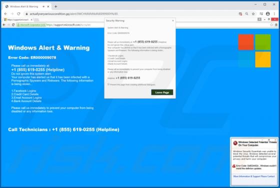 POP-UP Arnaque Windows Alert & Warning